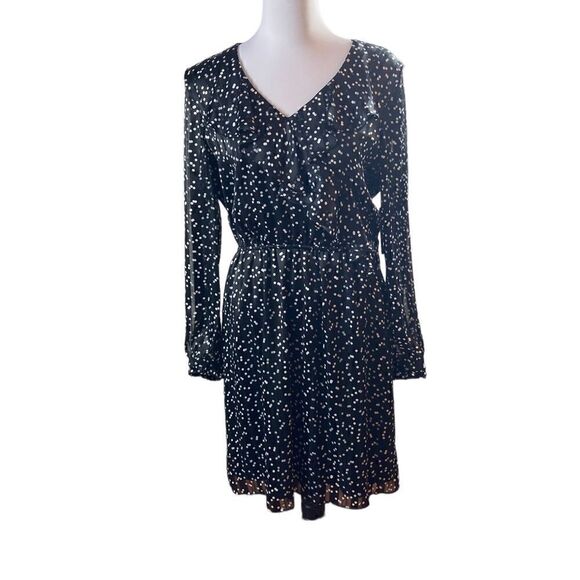 Isaac Mizrahi IMNYC Black Long Sleeve Dress With With Dots, Size M, NWT - Picture 1 of 9